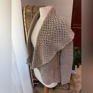 Anthropology Elsamanda shawl cardigan‎ Cozy Knit Women's Sweater - Tan